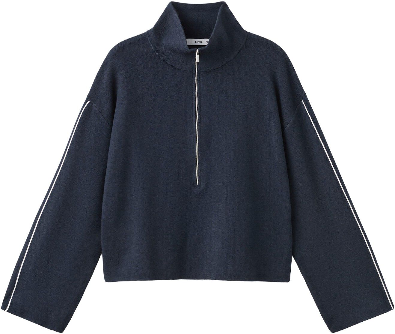 Zip neck contrast-stripe sweater