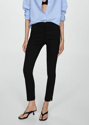 Leather-effect straight trousers