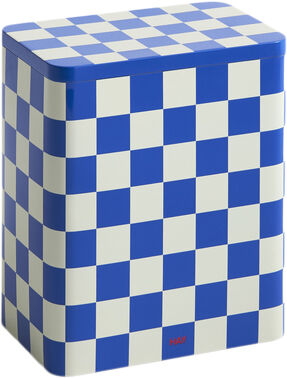 Tin Container-Large-Blue and off-wh