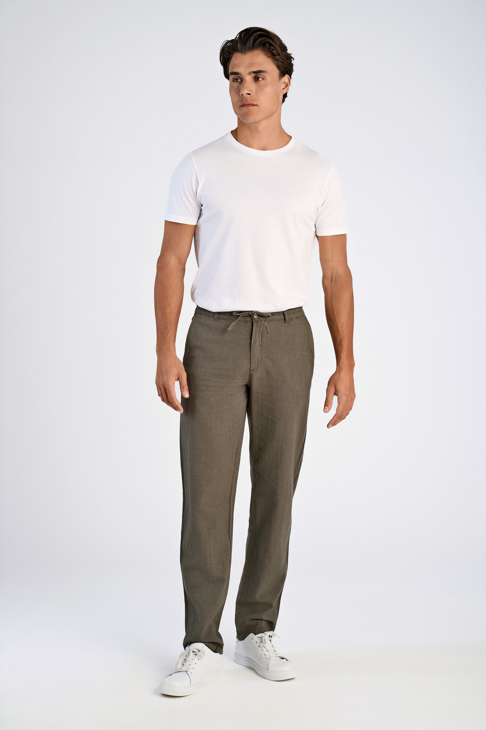 Linen blend herringbone pants