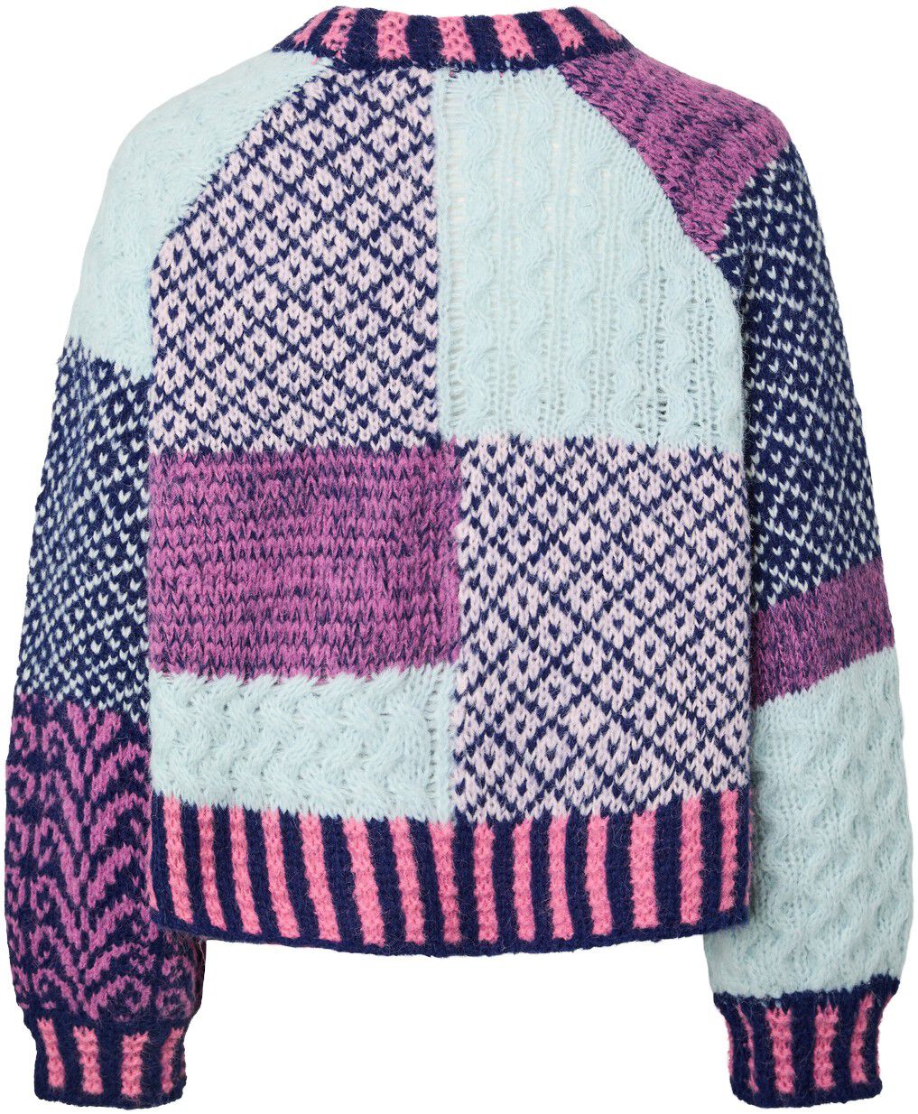 PCFUSION LS O-NECK COLORBLOCK KNIT