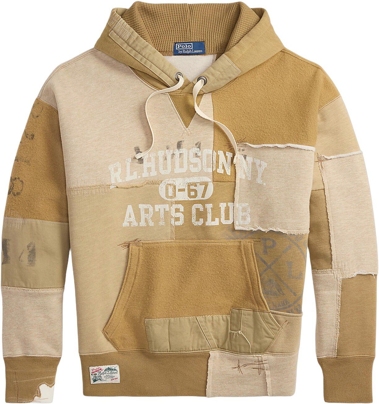 Vintage Fit Patchwork Fleece Hoodie