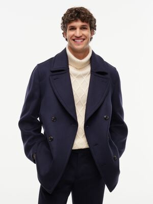 New York Label Wool Blend Relaxed Peacoat