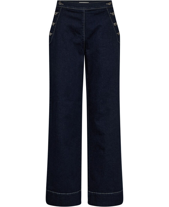 Esther 7 Bukser med lige ben med knappe detalje - GOTS