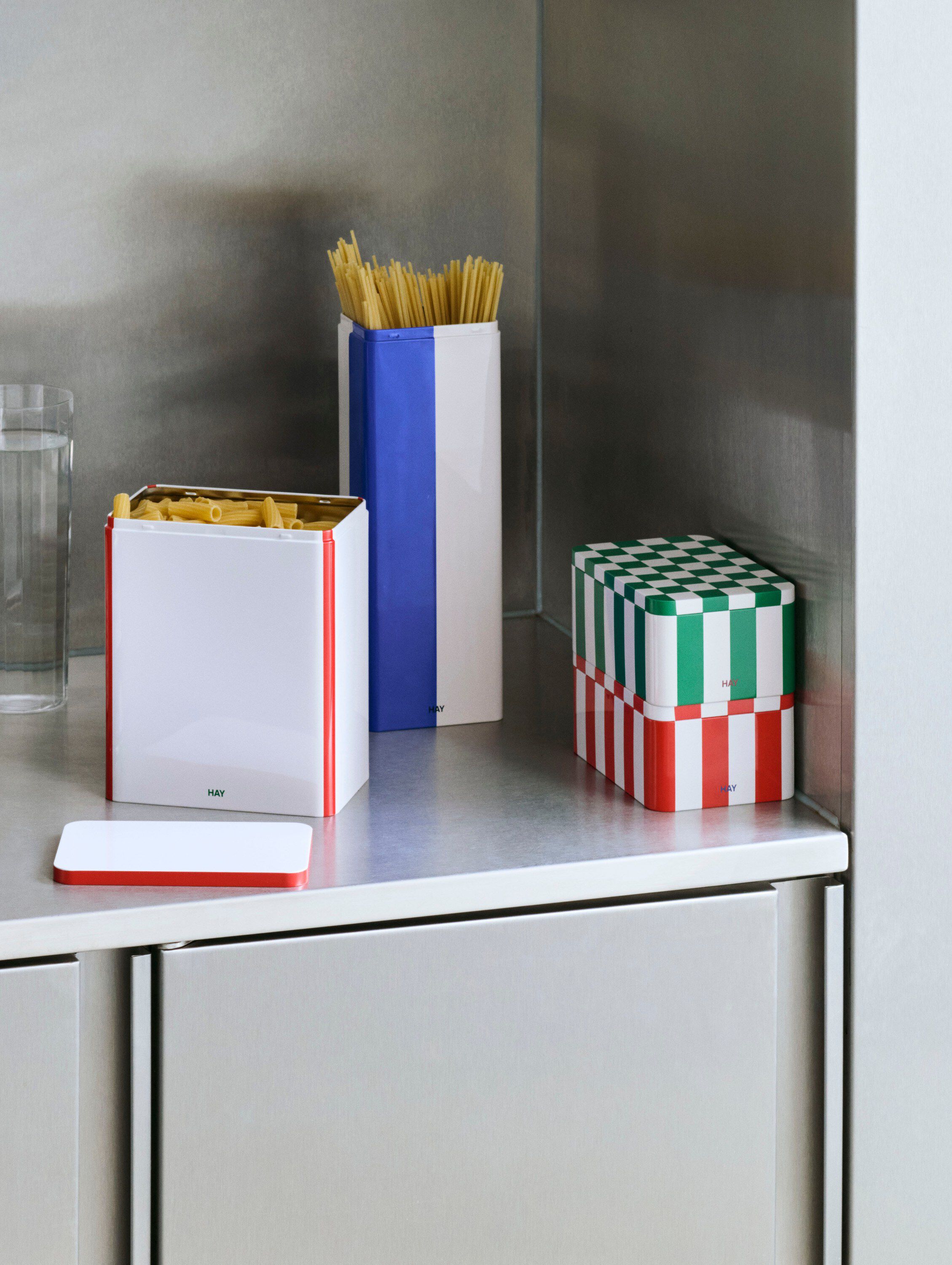 Tin Container-Small-Green and off-white