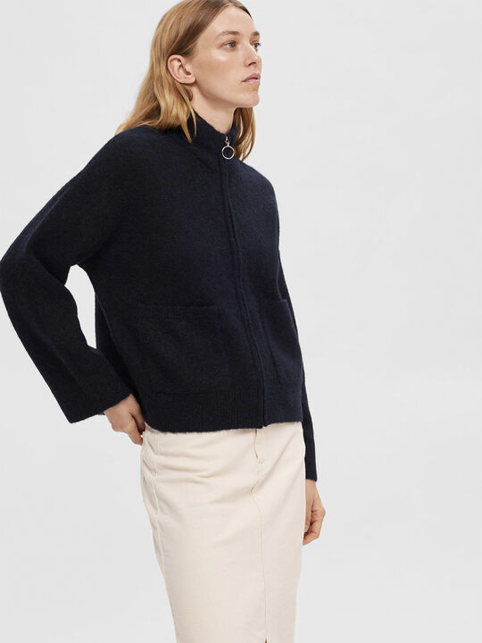 SLFSIA RAS LS ALPACA BLEND KNIT ZIPPER CARDIGAN