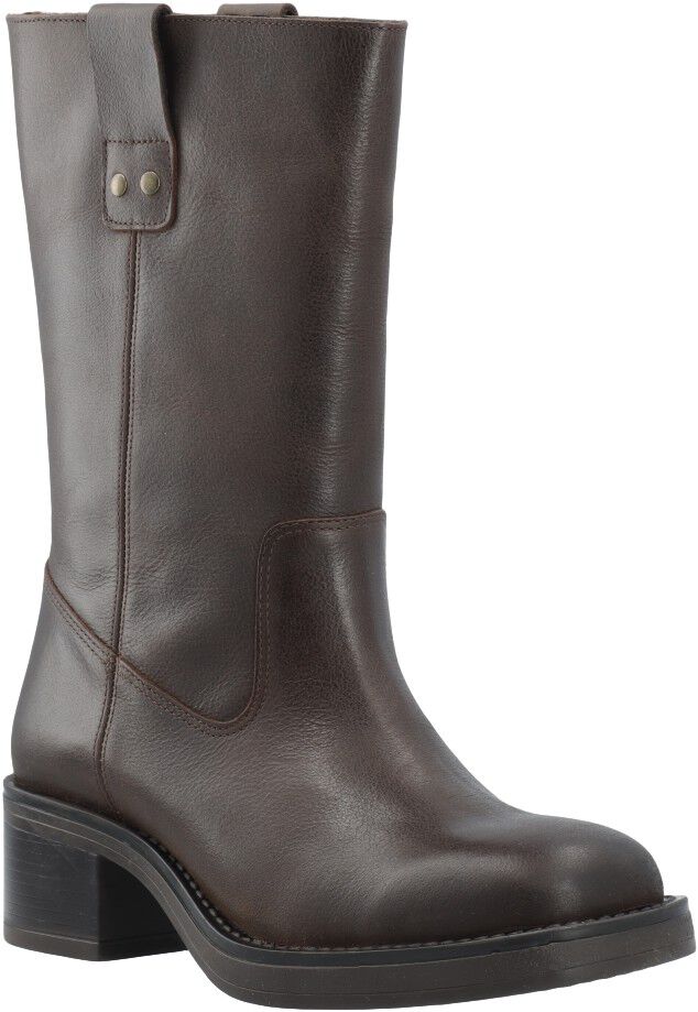 BIAMARY Mid Pull On Boot Pull Up Leather