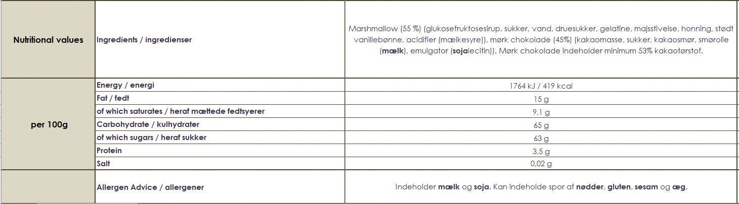 Dark chocolate marshmallows 54g.