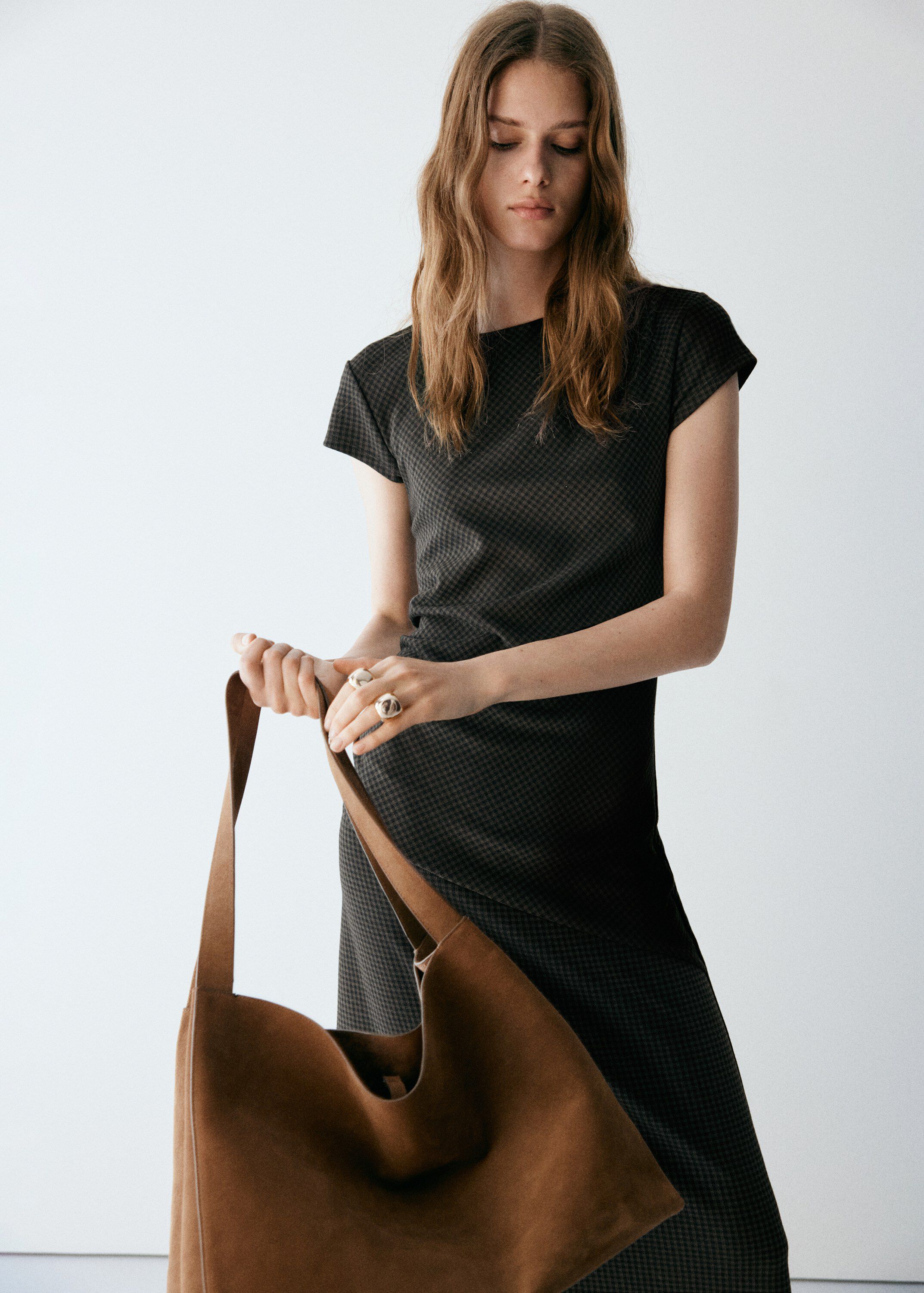 Gathered check dress