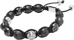 Men's Beaded Bracelet with Matte Black, Glossy Black Ceramic