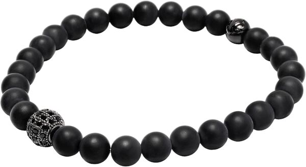 Men's Wristband with Matte Onyx and Black CZ Diamond