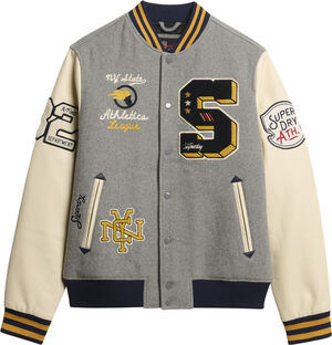 COLLEGE PATCHED BOMBER JACKET