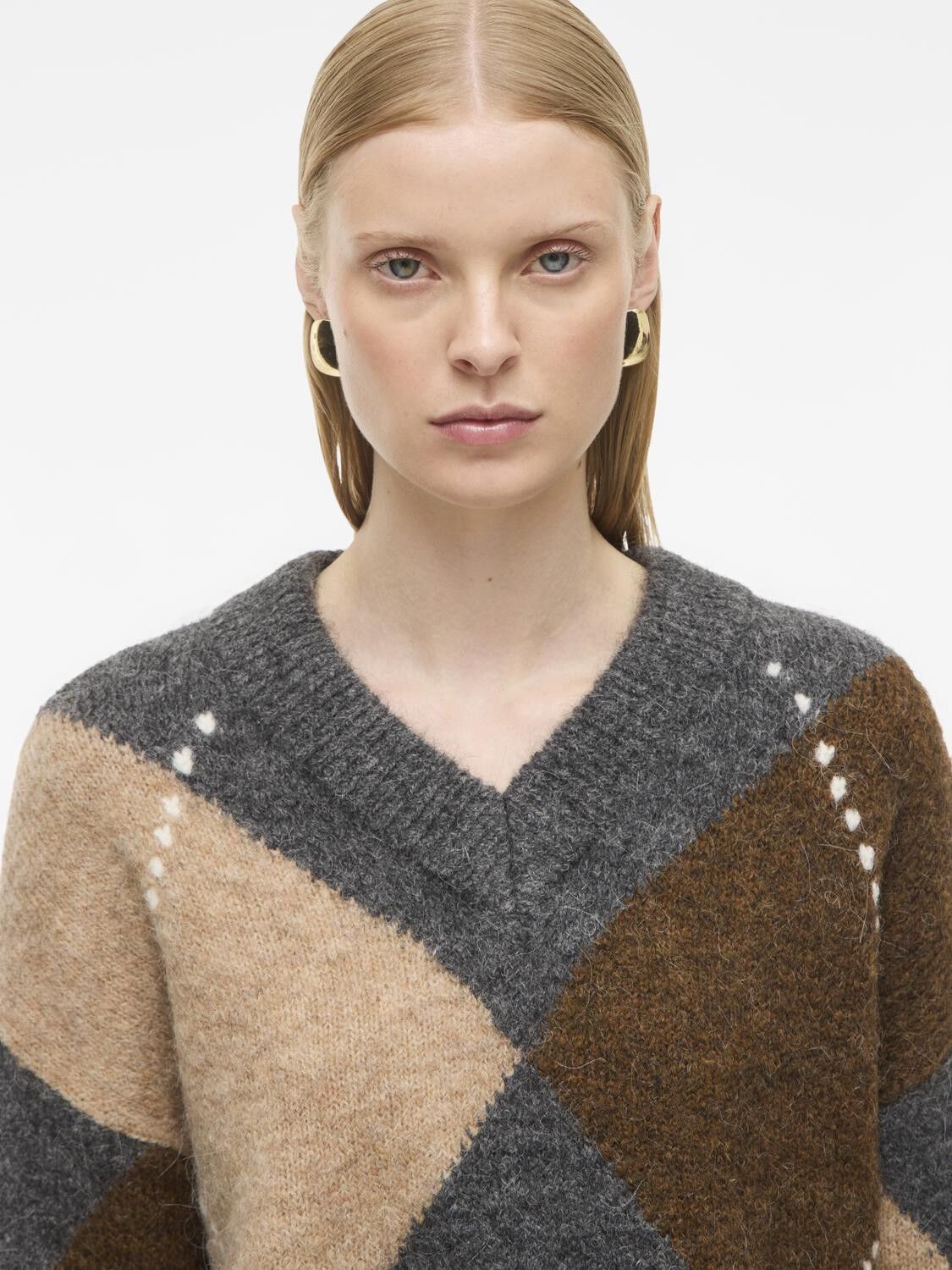 ROUARGYLE LS V NECK KNIT