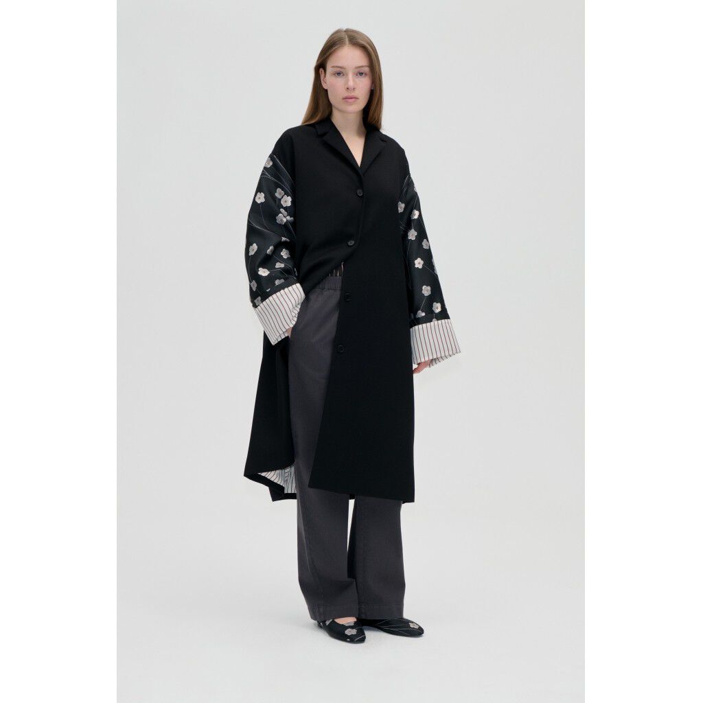 1499 Glitter Jacquard / Twill Mix, Bell Sleeve Coat