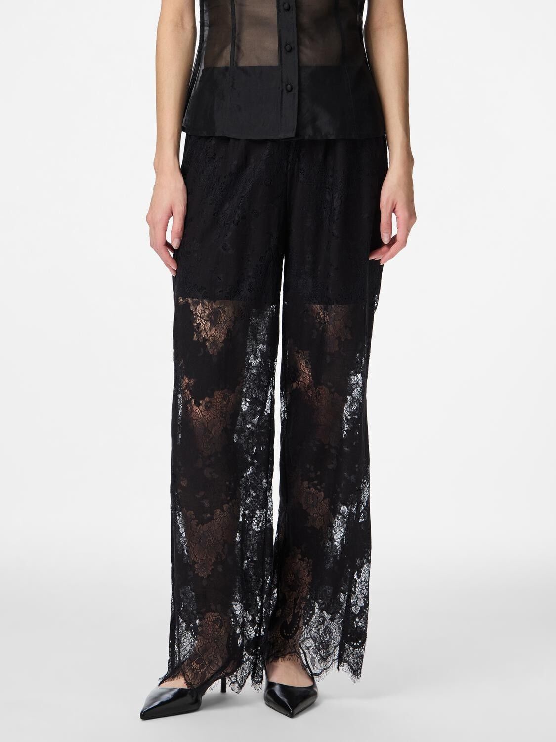 PCRINNE HW STRAIGHT LACE PANTS WVN