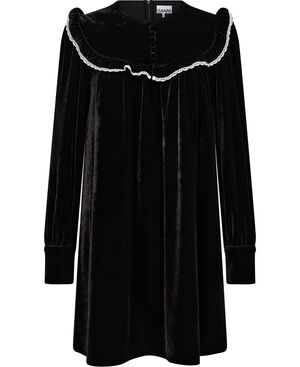 Stretch Velvet Jersey Collar Mini D