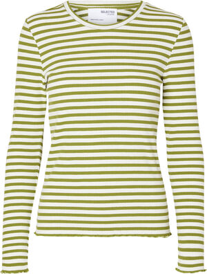 SLFANNA LS CREW NECK TEE STR NOOS