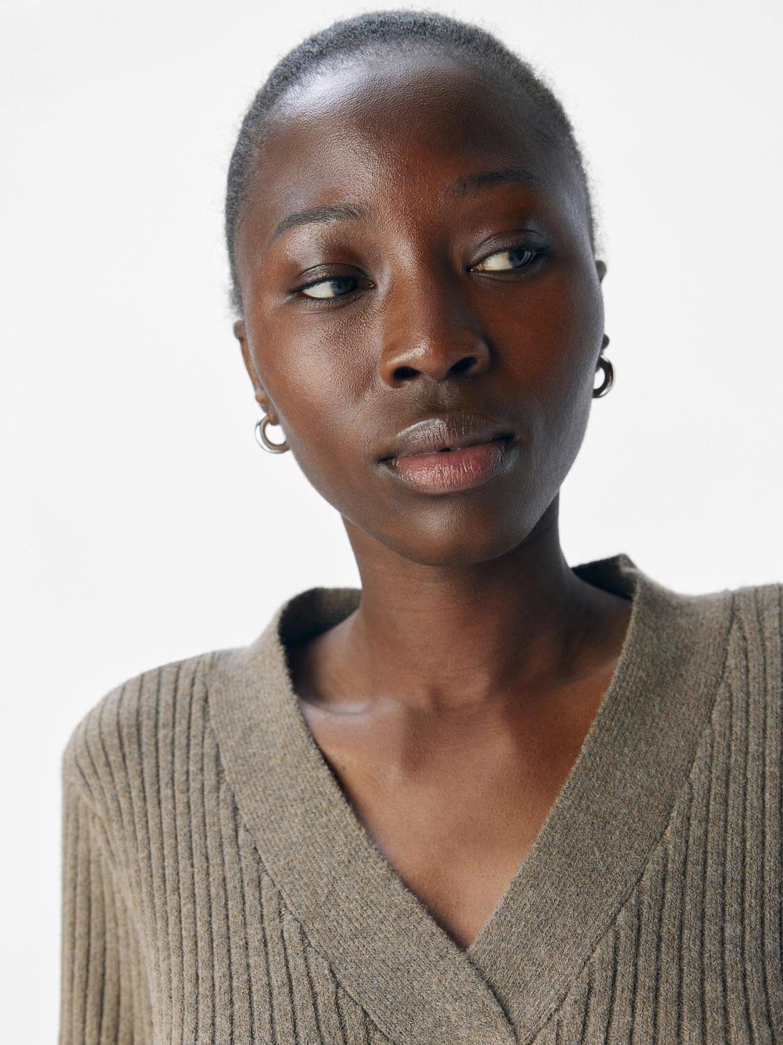 OBJELVA L/S RE V-NECK KNIT DRESS DI