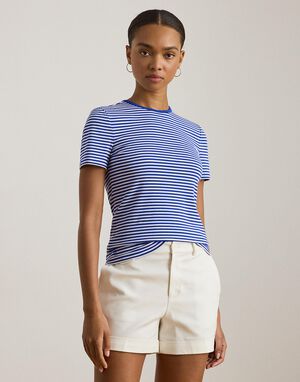 Striped Stretch Cotton Crewneck Tee