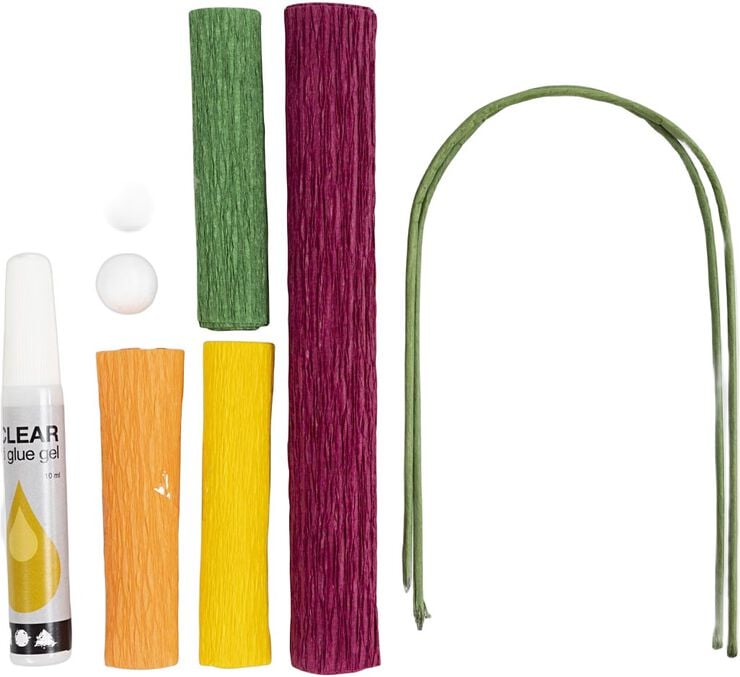 Mini DIY Kit Crepepapir, Valmuer, Stræk/crepe: 180%, 105 g.