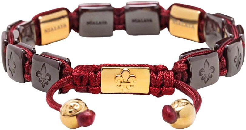 Ceramic Flatbead Bracelet in Dark Red and Gold