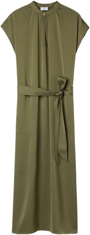 Belted Stand Collar Dress