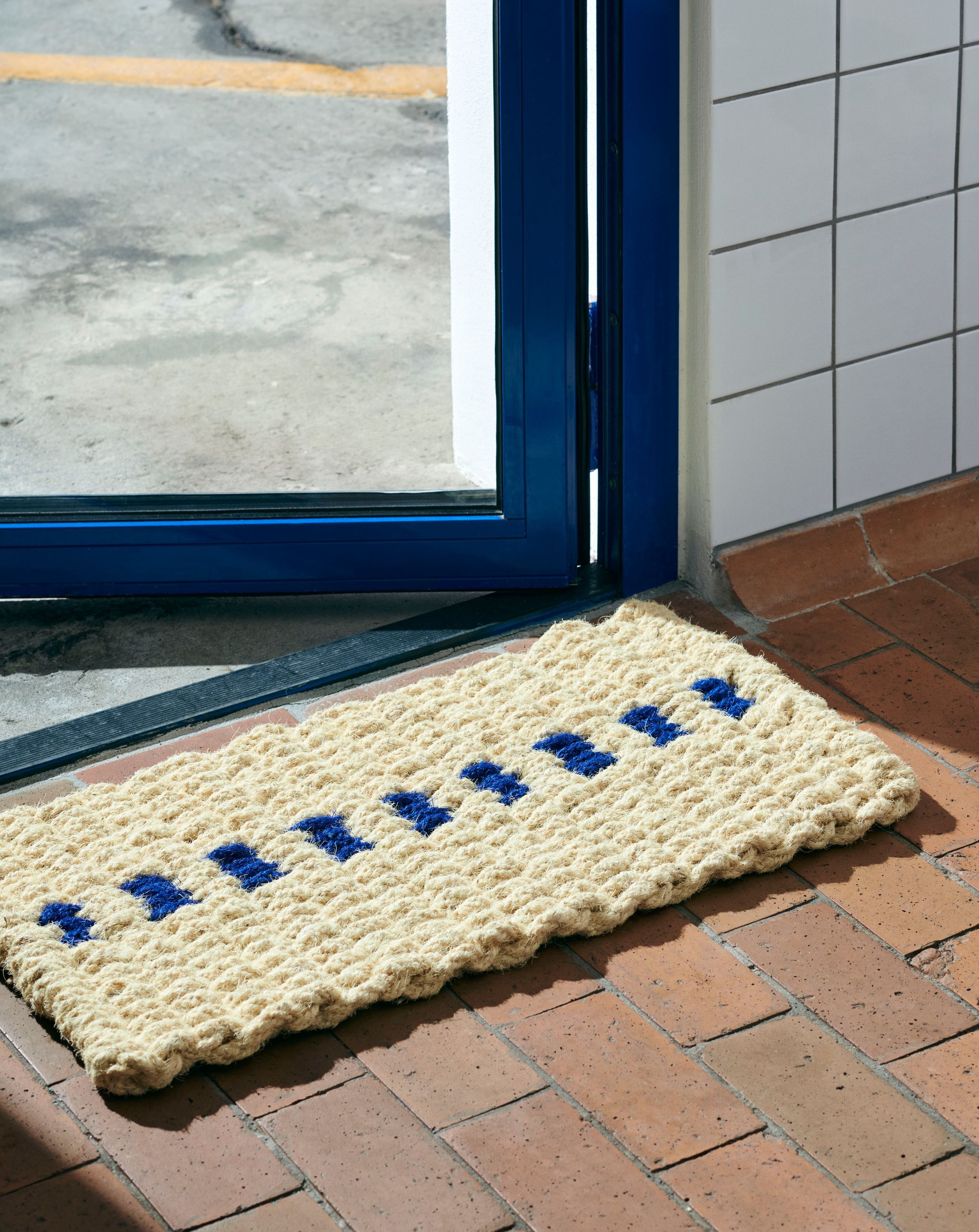 Coco Door Mat-Dot-White and blue