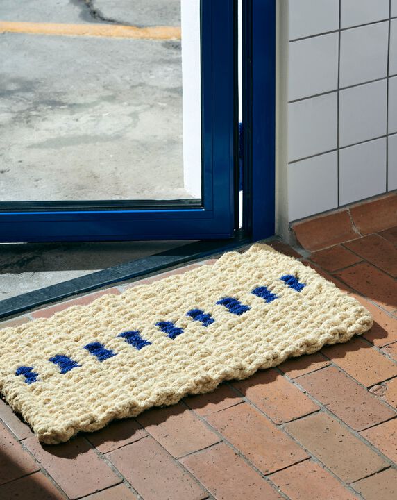 Coco Door Mat-Dot-White and blue