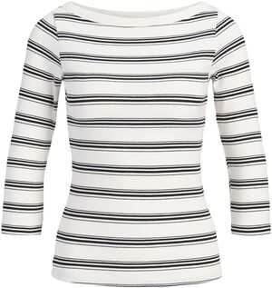 JXFIFI STR 3/4 STRIPED BOATNECK TOP