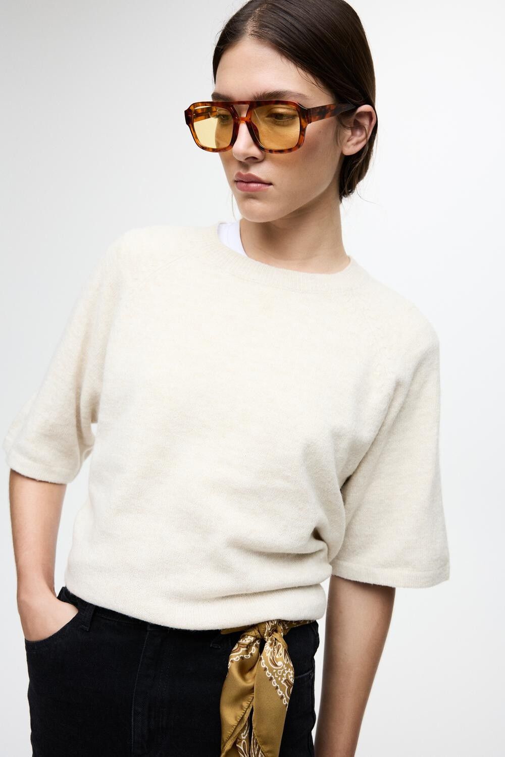VILIGA 2/4 O-NECK KNIT TOP - NOOS