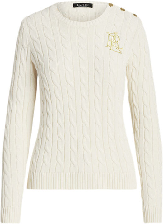 Button-Trim Cable-Knit Cotton Sweater