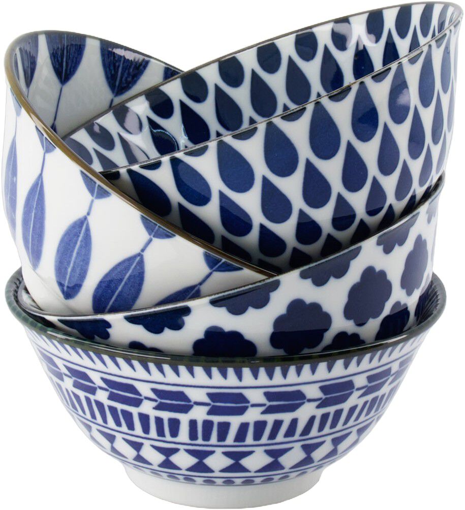 Mixed Bowls Tayo Bowl Giftset 4pcs 15x7cm 500ml Blue/White D