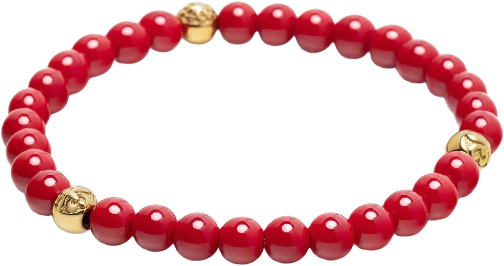 6mm Red Jade Bracelet with Gold Balls