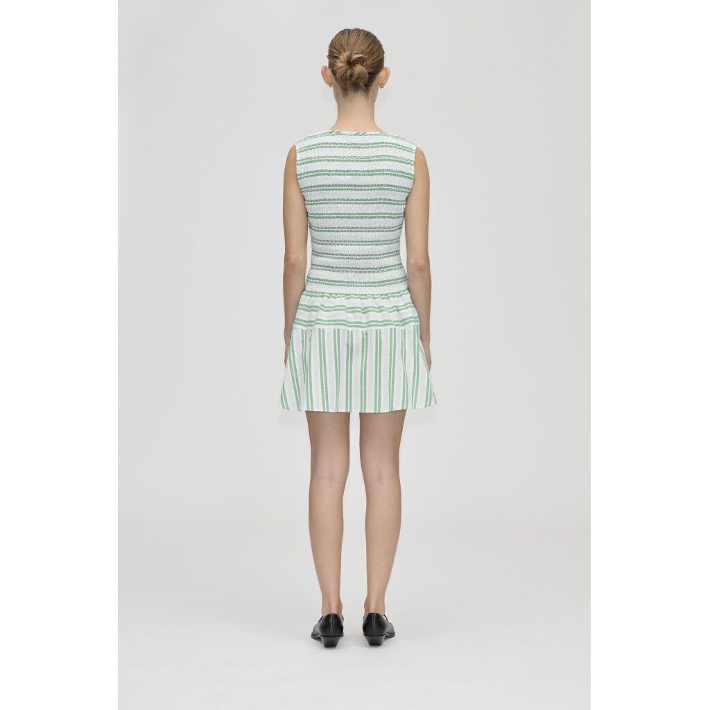 2367 Smocked Cotton, Sleeveless Smocked Short Dress