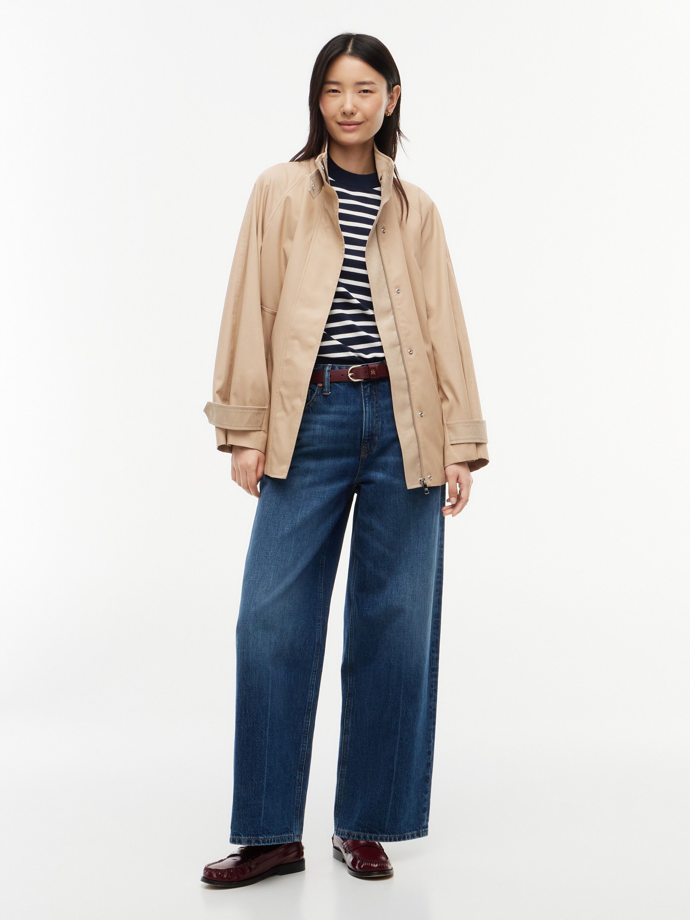 Flag Jacquard Twill Relaxed Cape Coat