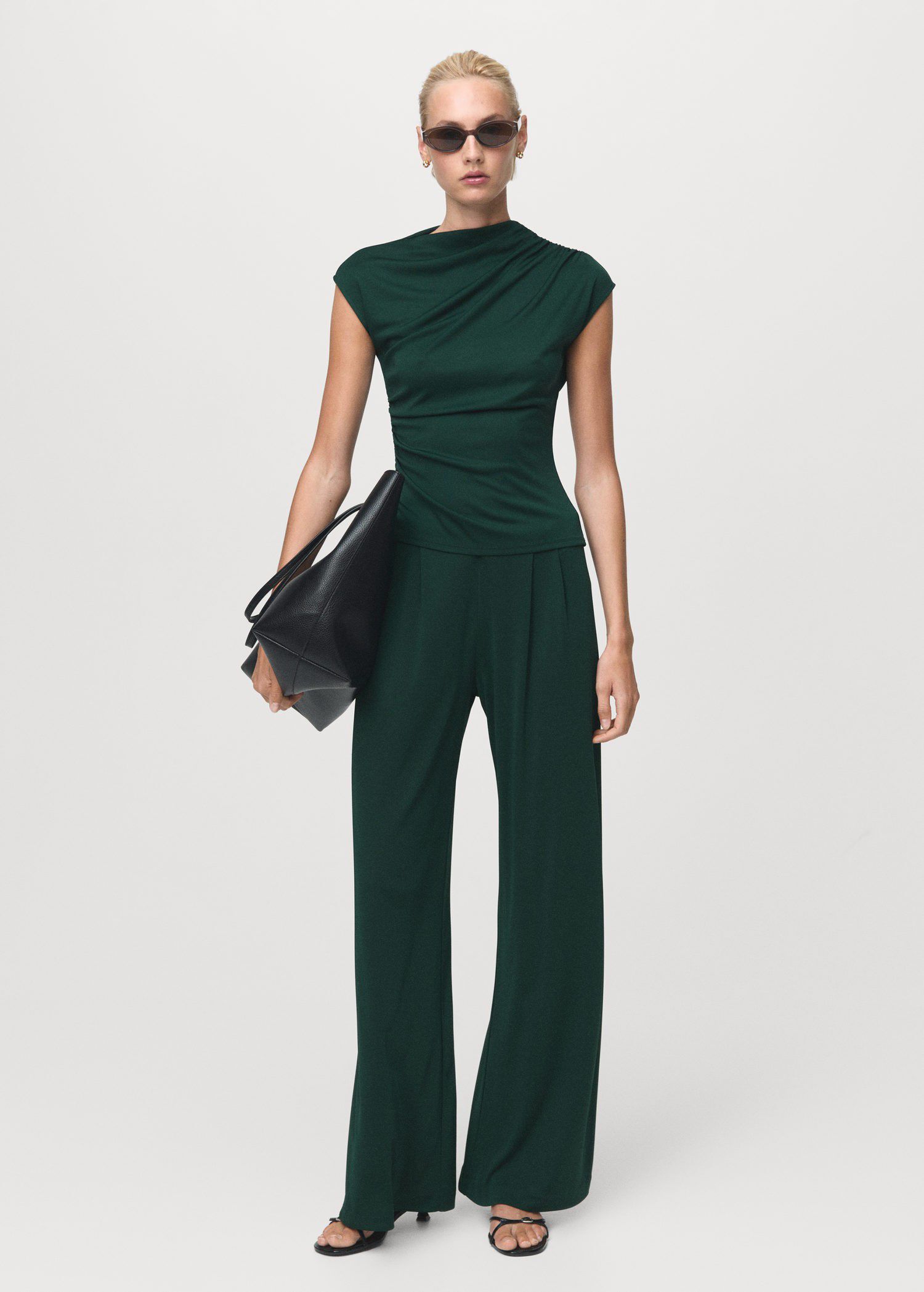 T-shirt with gathered asymmetrical