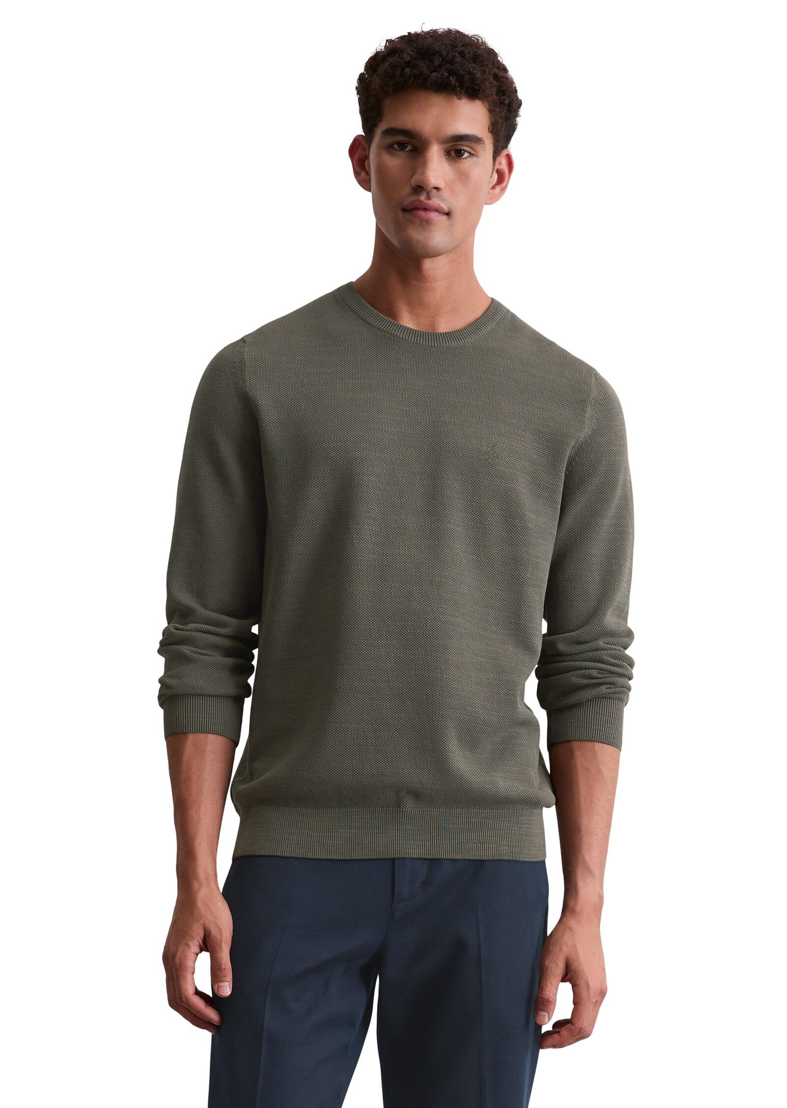 Crewneck, cotton slub, piqu&eacute; struct