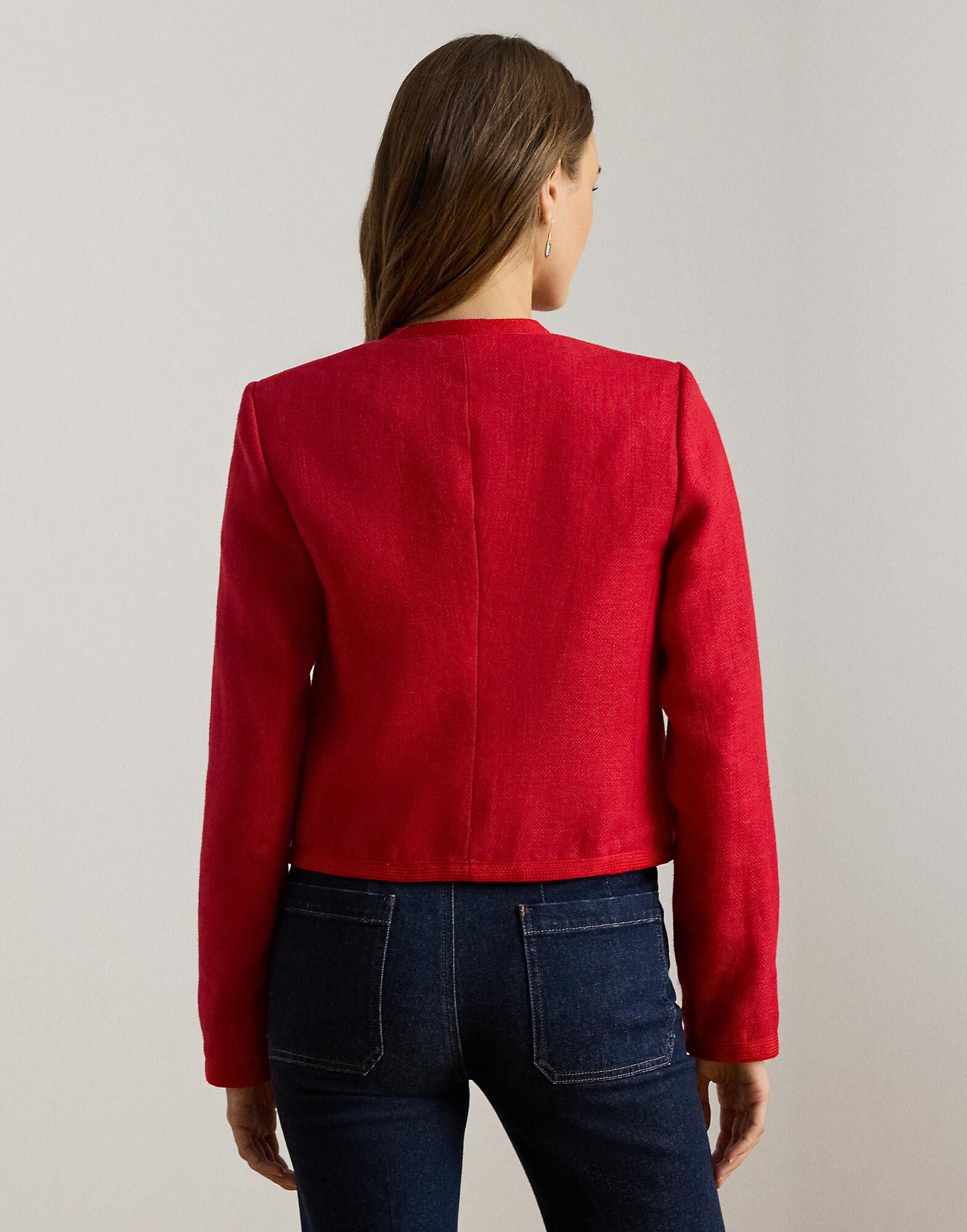 Linen Herringbone Cropped Jacket