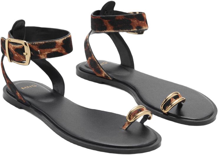 Animal print leather sandals