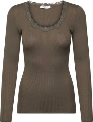 RWBabette Silk LS U-neck Lace T-shirt