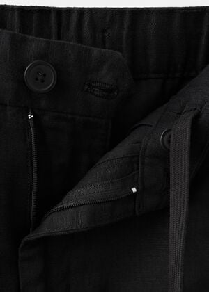 Slim fit cropped linen-cotton trous