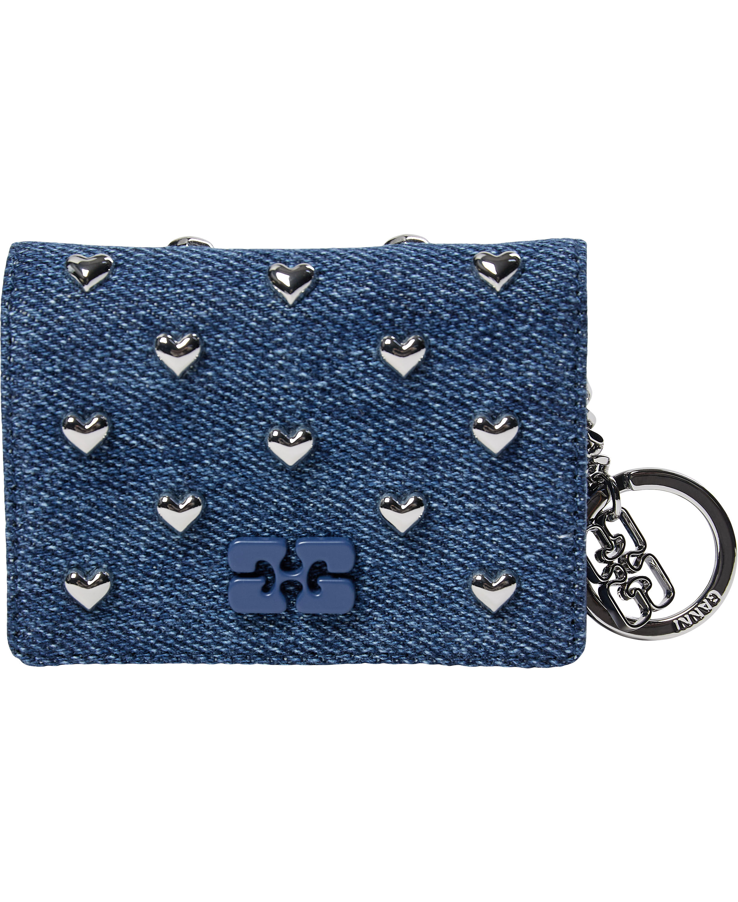 Card Holder With Flap Heart Studs