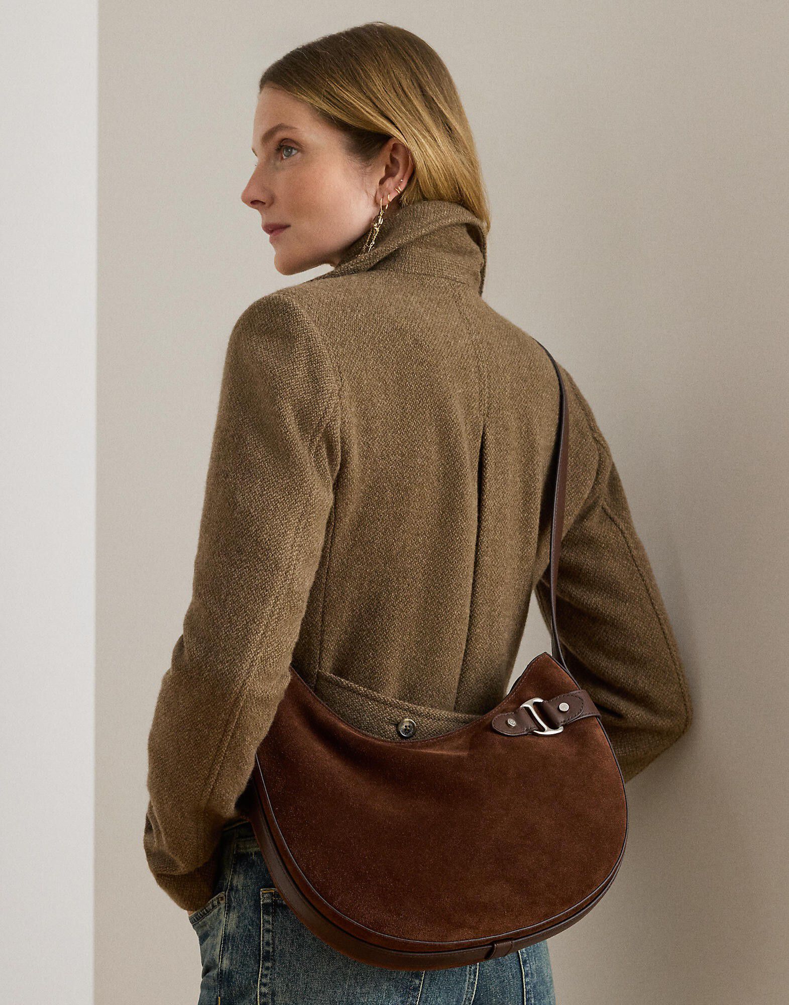 Suede Large Tasha Shoulder Bag