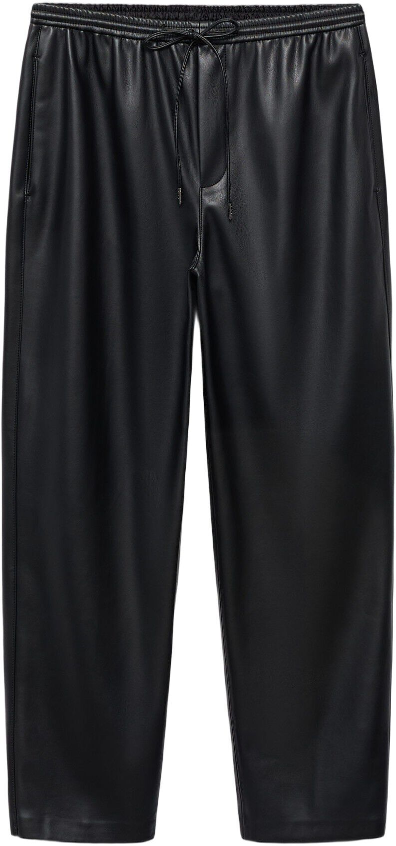 Leather-effect elastic waist trouse