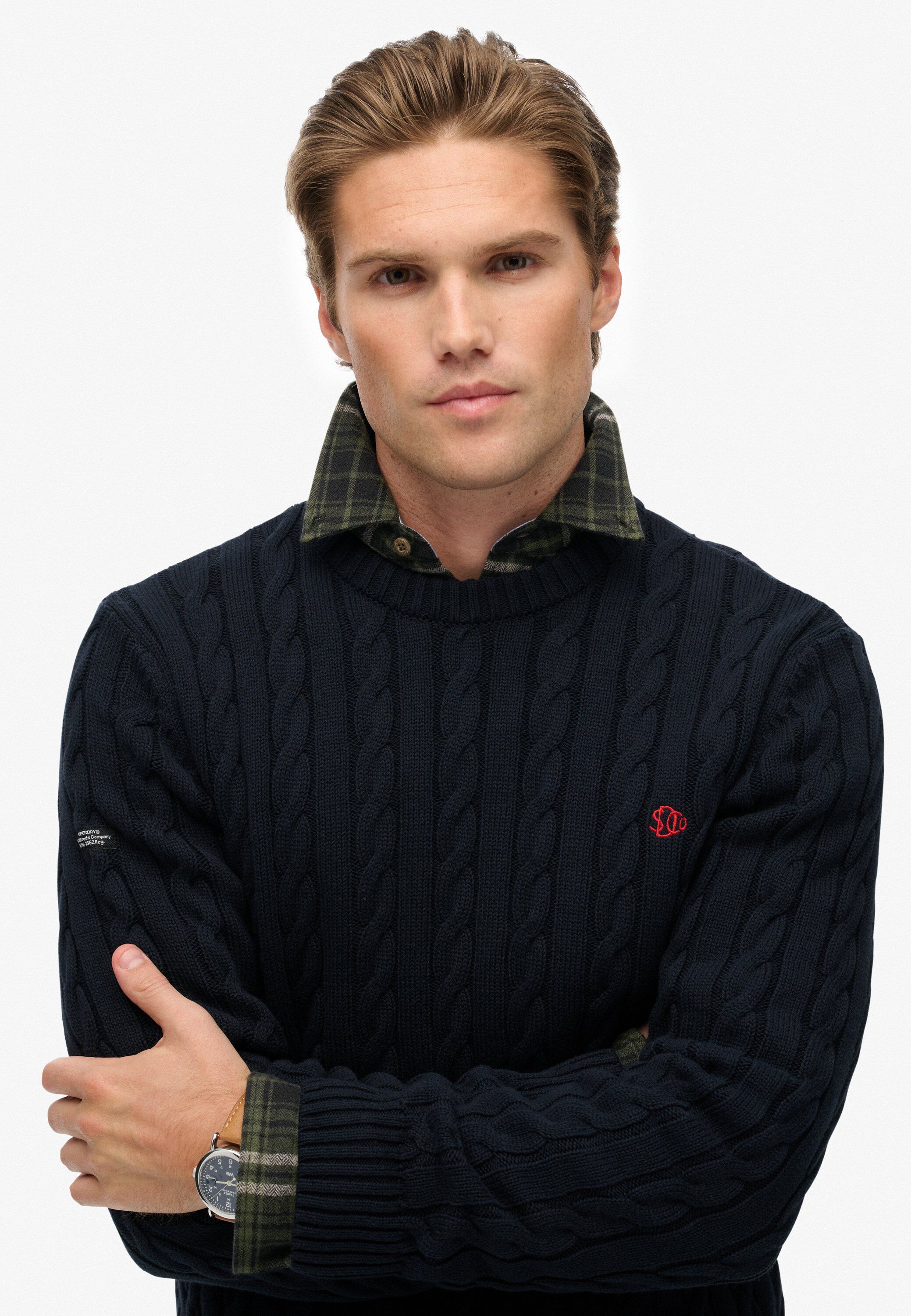 COTTON CABLE KNIT CREW