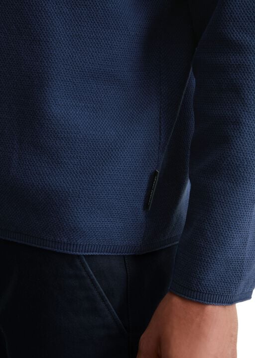 Crewneck, cotton slub, piqué struct