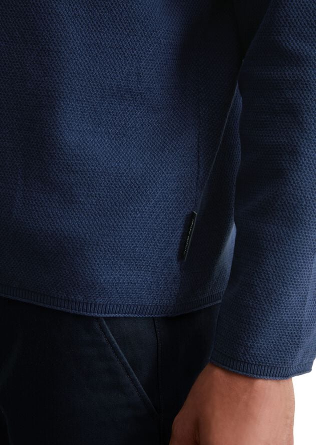 Crewneck, cotton slub, piqué struct