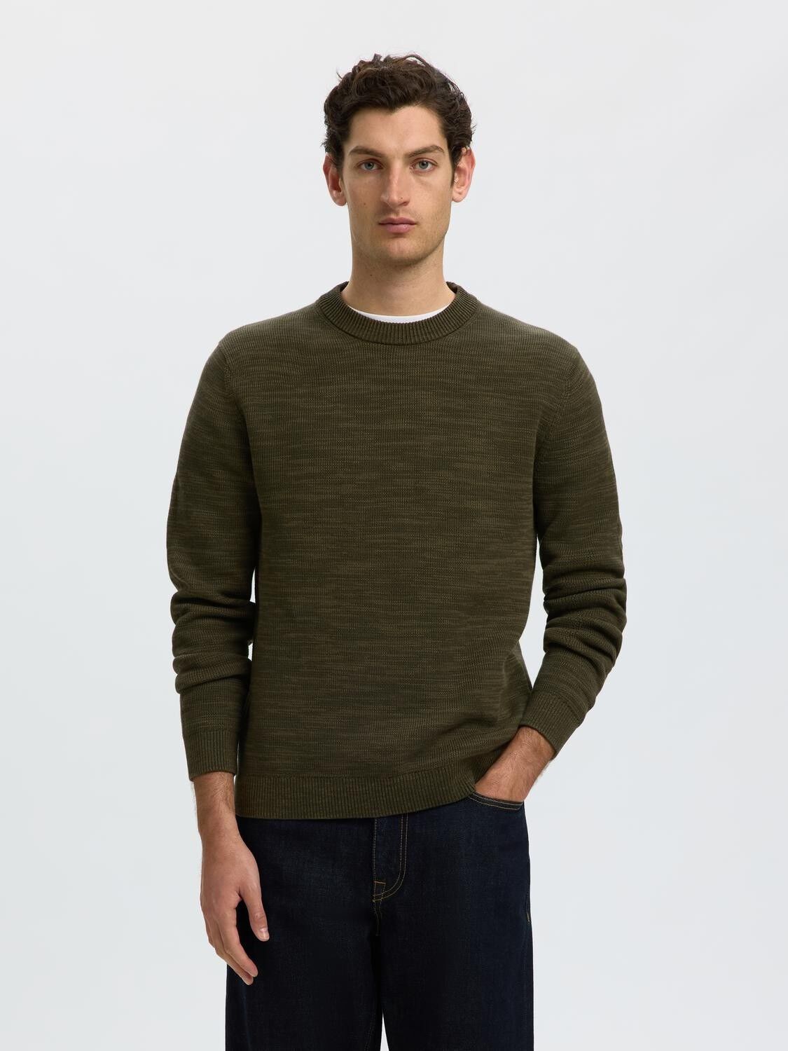 SLHDANE LS KNIT STRUCTURE CREW NECK
