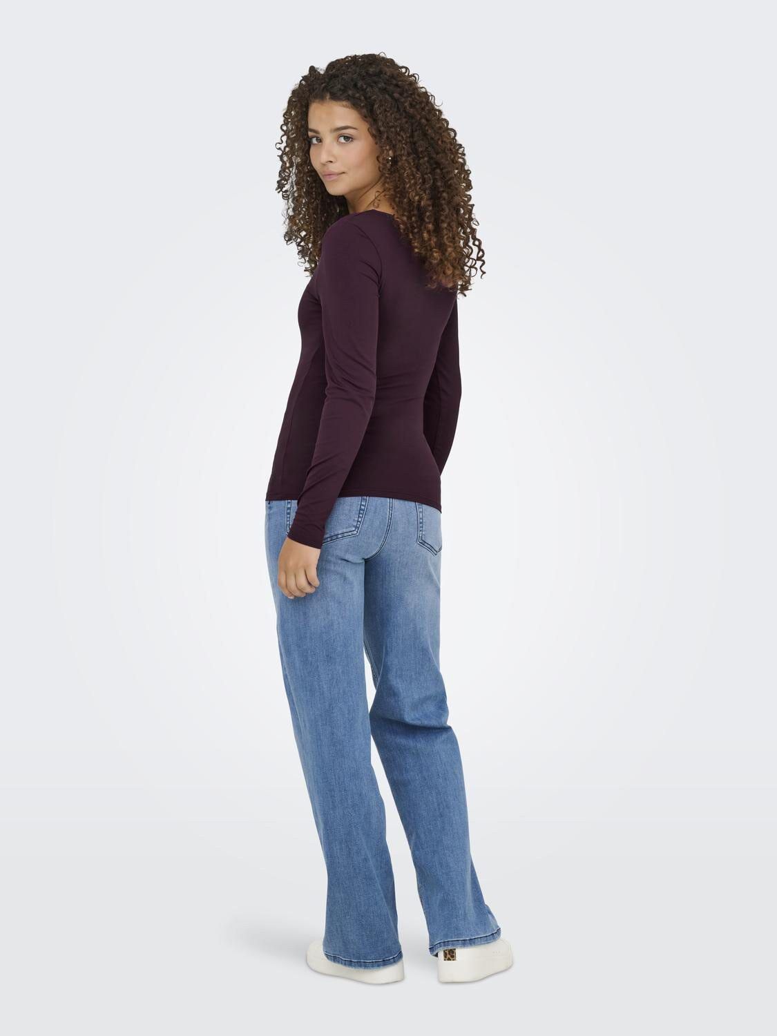 ONLEA L/S 2-WAY DEEP NECK TOP JRS N