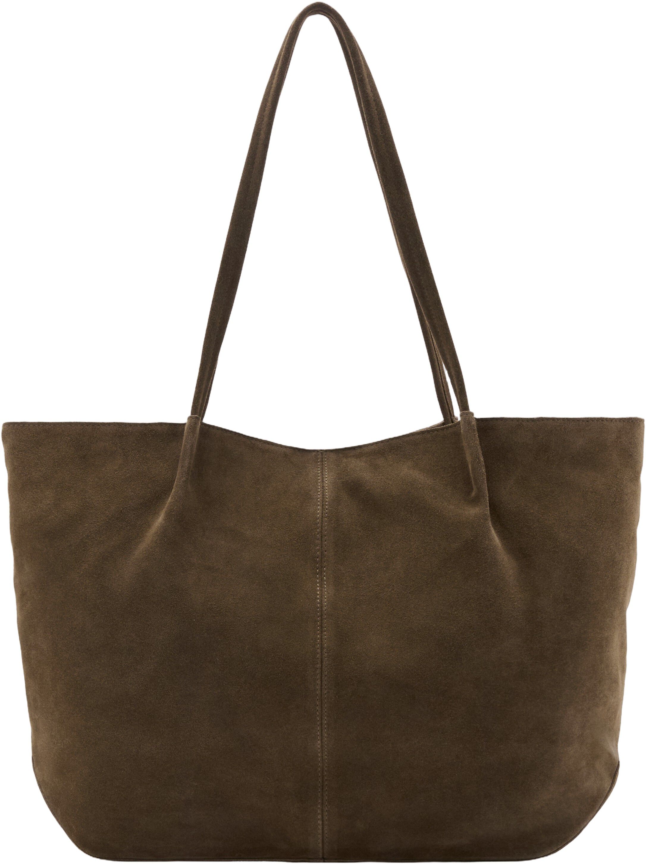 Suede leather shopper bag